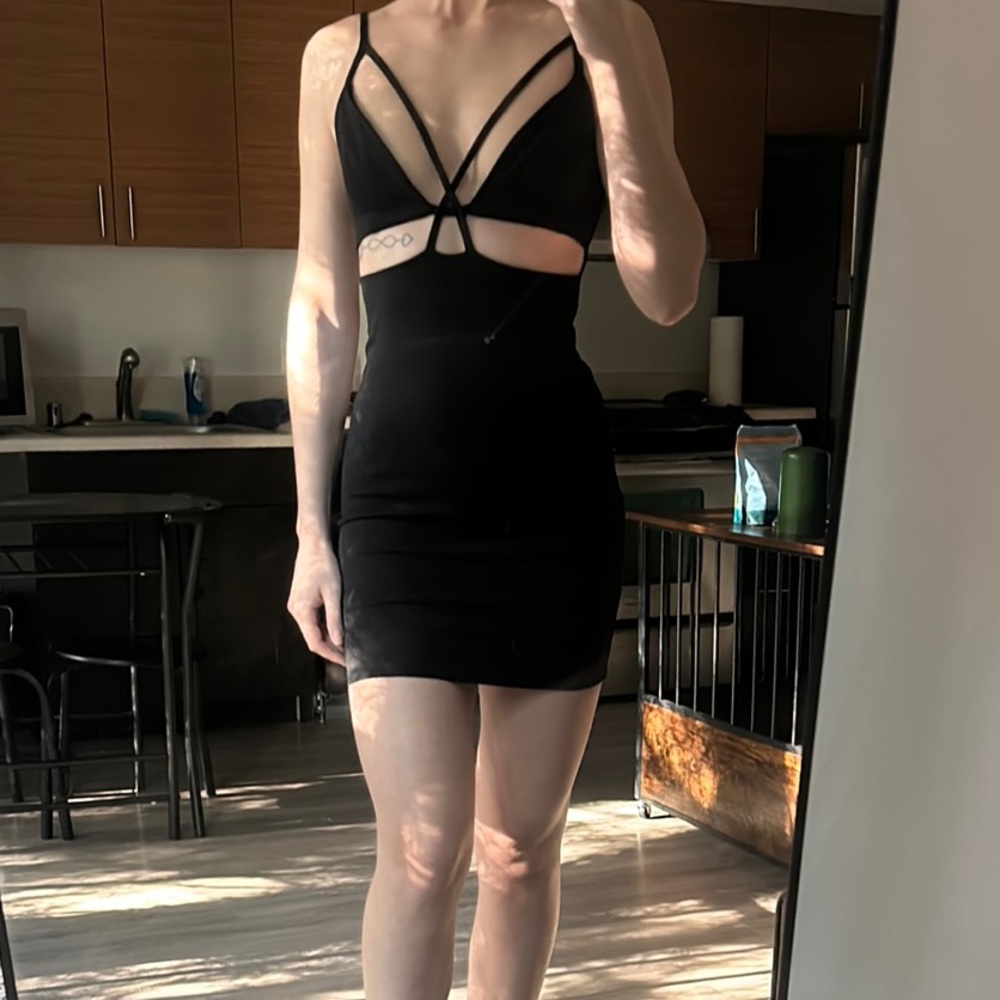 Elegant Black Strappy Dress
